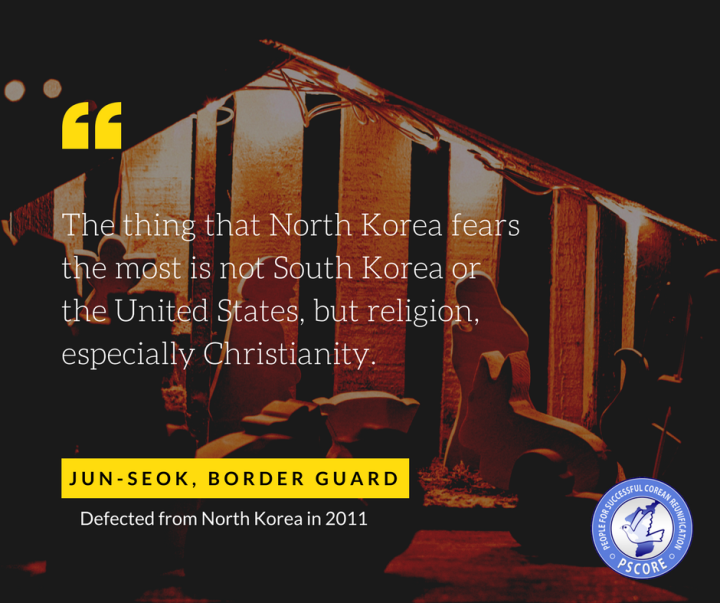 “In North Korea, [...] you cannot practice religion. It is not about believing in God or not. It is because religion would show the glaring contradictions in North Korea’s ideology”.